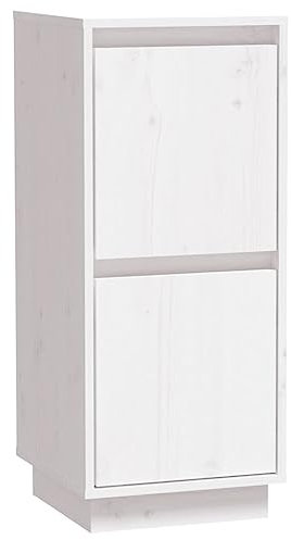 vidaXL Sideboard mit 2 Türen Kommode Anrichte Schrank Beistellschrank Mehrzweckschrank Standschrank Holzschrank Weiß 31,5x34x75cm Massivholz Kiefer