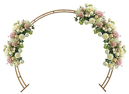 KIOPOWQ Ballonbogen Hochzeitsbogen Ballonständer DIY Runde Luftballon Bogen Garten Rosenbogen Metall Torbogen Mondtor Hintergrund Rahmen Geburtstagsfeier Dekoration 2,7 x 2,3 m Gold