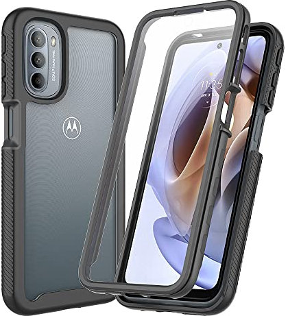 XINNI Hülle für Motorola Moto G31(G41), 360 Grad Stoßfeste Schutzhülle mit Integriertem Bildschirmschutz, Robuster Bumper Outdoor Full Body Case, Schwarz