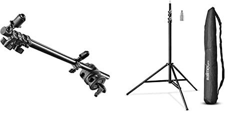 Walimex Reflektorhalter, 10-168 cm & Walimex pro Lampenstativ WT-806 mit Federdämpfung I Höhe max. 256cm I stabiles Lichtstativ belastbar bis 6kg