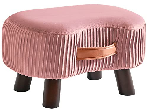 YMYNY Ottomano, Poggiapiedi, Piccolo Poggiapiedi Curvo con Manico, Sgabello per Divano, Adatto per Camera da Letto, Soggiorno, 40 × 28 × 23 CM Rosa HBD021P