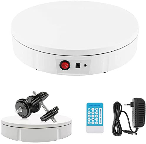 Oiyekntd Rotierende Anzeigeständer 30 cm Elektrisch rotierender Turntable Fernbedienungsfotografie Turntable 100 kg Lastmotorisierter rotierender Anzeigebuch für Produktanzeige,White