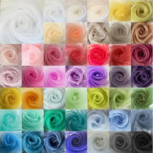 Megachest 145CM Wide Soft Organza Dress Fabric Fancy Costumes Decorations 50 Colors(Pure White, 10 Meters)