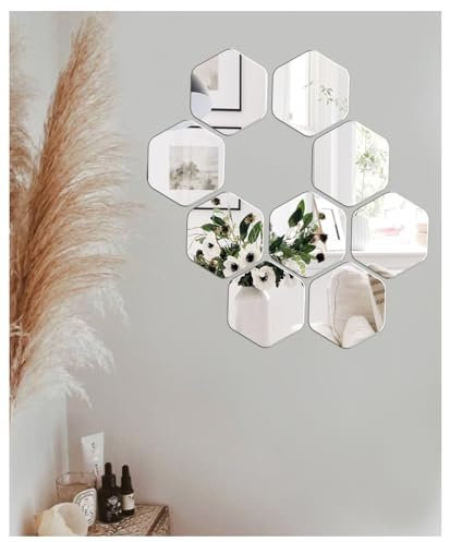 JMITHA Selbstklebende Fliesenspiegel Wandspiegel Spiegelfliesen Selbstklebend HD Glas Spiegel Wandaufkleber Klebespiegel für Schlafzimmer Badezimmer Room Decor