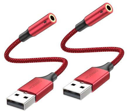 MOSWAG Adaptador de Audio USB de 20 cm a Conector para Auriculares de 3,5 mm, Soporte para Conector de Auriculares TRRS de 4 Pines USB de 3,5 mm, Tarjeta de Sonido estéreo Externa para PC,PS4,Mac,etc