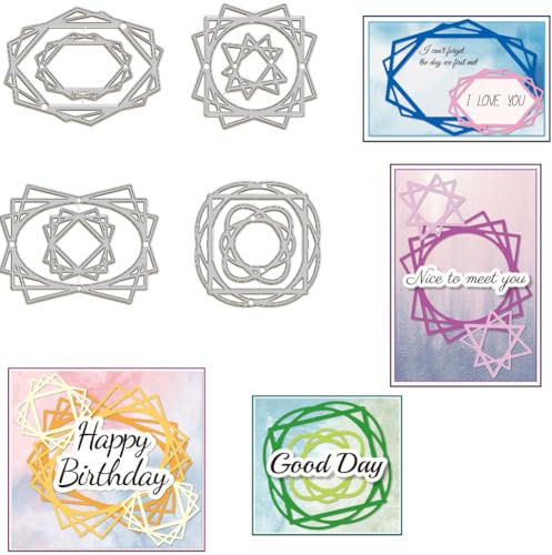 GLOBLELAND Box Stanzformen Mit Überlappendem Rahmen Polygon Sechszackiger Stern Stanzformen Metallprägeschablonen Vorlage Für Kartenherstellung Scrapbooking DIY Handwerk