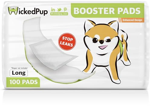 WICKEDPUP Hundewindeleinlagen für männliche und weibliche Hunde, 100 Stück, Einweg-Windeleinlagen, passend für die meisten wiederverwendbaren Bauchbänder, Bandagen und waschbare Periodenhöschen