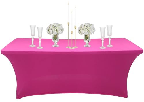 Nappe Rectangulaire Spandex Anti Tache,183cm Rose Rouge Nappe de Table Imperméables Lavable Extensible,pour Décoration Table de Terrasse,Cuisine,Mariage,Anniversaire,Fêtes,Halloween,Pique-niques