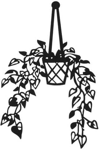 Zerodeko Metal Wall Decor Wrought Iron Flower Pot Wall Art 11.81X7.09 Inches for Home Garden Living Room Decoration