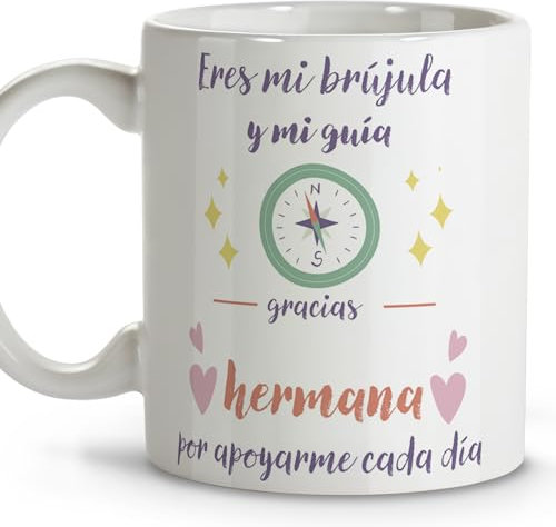 LolaPix Regalo para mi hermana. Tazas originales para regalar. Regalo hermana. Regalos para hermanas. Taza cerámica 330 ml.