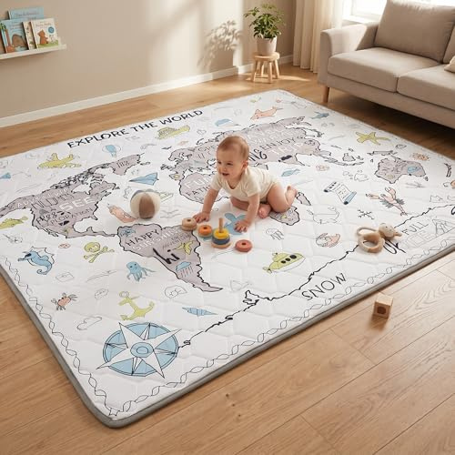 EAQ Krabbelmatte Baby Faltbare&Waschbare Baby-Laufstallmatte, Dicke einteilige Krabbelmatte, Extra Große,