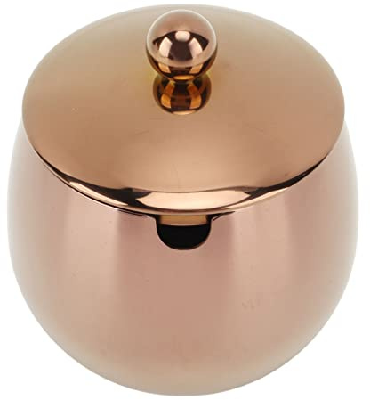 Large Stainless Steel Sugar Bowl Spice Jar with Lid Storage for Salt Candy Coffee Dishwasher Safe (Rose Gold)