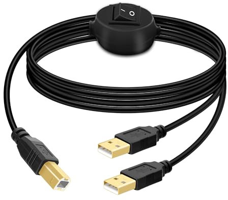 GELRHONR Divisor de cables de impresora USB-B a USB-A, 1 en 2 salidas para impresora para 2 ordenadores, teclados, ratón y escáner (2,5 m/8,2 ft)