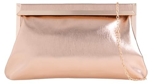 UShopUK Stylish Faux Leather Bridal Prom Wedding Evening Clutch Party Purse Shoulder Hand Bag (Rose Gold)
