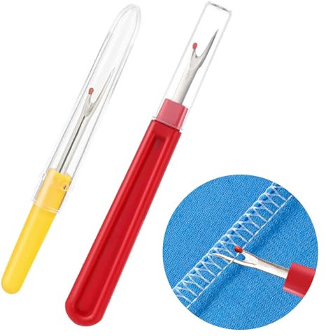 2 Stück Nahttrenner Set,Nahttrenner,2 Größen Faden Trenner,Nähen Nahttrenner,Saumtrenner Seam Ripper Set mit Schutzkappe,Faden Trenner Profi für Hand Nähen Sticken Kreuzstich DIY Werkzeuge