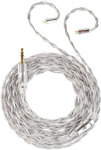 KZ ZS10 PRO IEM Chord 6N Graphene In Ear Monitor Cable 4N OFC Silver-Plated Mixedly Braided Upgrade Cable for KZ ZST/ES4/ZS10/AS10 (2PIN, Silver Grey, 3.5MM)