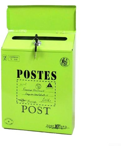 Besttoolifes Vintage-Briefkasten mit Wandhalterung, Retro, wasserdicht, abschließbar, große Kapazität, Eisen-Briefkasten mit Schlüssel, für Zuhause, Garten, Outdoor-Dekoration (grün)