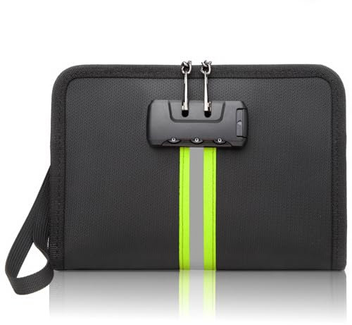 Fire Proof Money Bag for Cash,Money Bag with Lock and Zipper,Safe Fireproof Waterproof,Suitable for Cash, Mobile Phones, Keys, Credit Cards