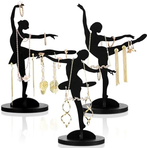 Namalu Lot de 3 supports à bijoux pour danseuse de ballet, collier et boucles d'oreilles, pour la fête des mères, les amateurs de danse