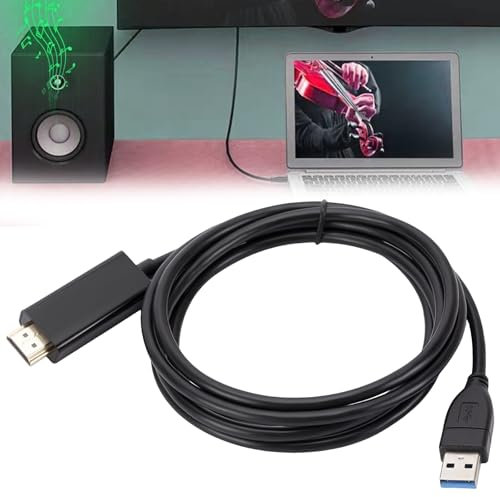 WIYETY Adaptateur USB vers HDMI : câble adaptateur USB 3.0/2.0 vers HDMI 1,8 m, câble HDMI, câble mâle 1080p, câble de moniteur vidéo, pour PC, ordinateur portable, HDTV, compatible avec Windows