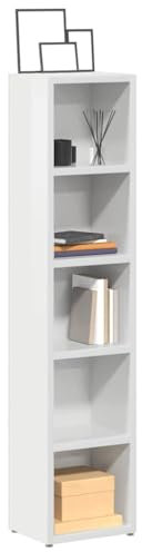 NQJIBUE CD-Schränke, 2 Stück, Hochglanz, Weiß, 21 x 16 x 93,5 cm, Holzwerkstoff