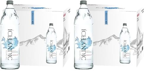 Icelandic Glacial Premium Sparkling Water 750ml Glass Bottles x 12 Per Pack – Alkaline/Low PH, Recycled Packaging, BPA Free, Carbon Neutral from Icelandic Spring. Low TDS and Mineral Content.