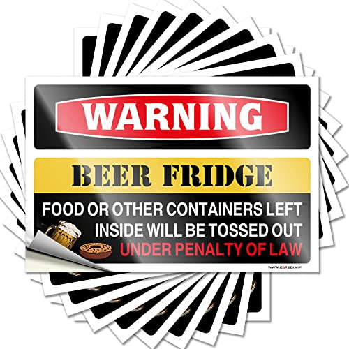 Car Decals Warning Beer Fridge Funny Sticker 10 Pcs Small Sign Car Decals(12X18CM)