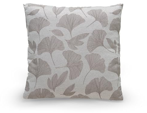 Como 2er Set Dekokissen Sofakissen 45 x 45 cm Grau Ginkgo Print, Bezug aus 100% Polyester, herausnehmbares Innenkissen - Kopfkissen Kuschelkissen Bodenkissen