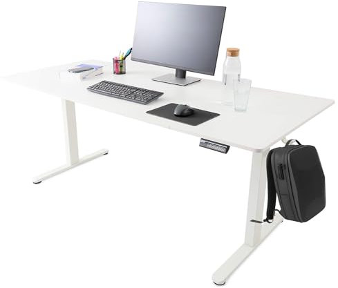 Arebos Escritorio Eléctrico Ajustable 180 x 80 cm | Altura 72-118 cm | Función Memoria | Mesa Ergonómica de Pie y Sentado | para Oficina, Hogar, Teletrabajo |Blanco