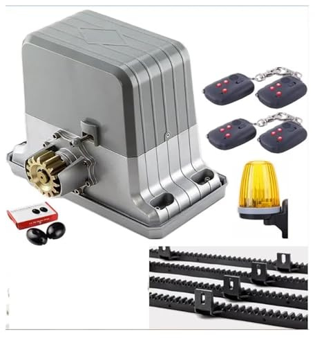 AYJYZHIAG 6 Fernbedienungen, 1800 kg, elektrischer automatischer Schiebetoröffnermotor, 5 m/6 m Gestelle, 1 Sensor, 1 Lampe (GSM-RFID-Tastatur optional)(Nylon Rack 6m)