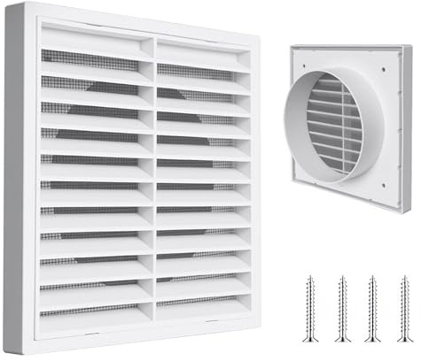 HAOBIN Grille de Ventilation en Plastique avec moustiquaire moustiquaire Grille de ventilation rectangulaire blanc pour climatiseur Garage Mur extérieur hotte plafond bureau à domicile (100 mm)