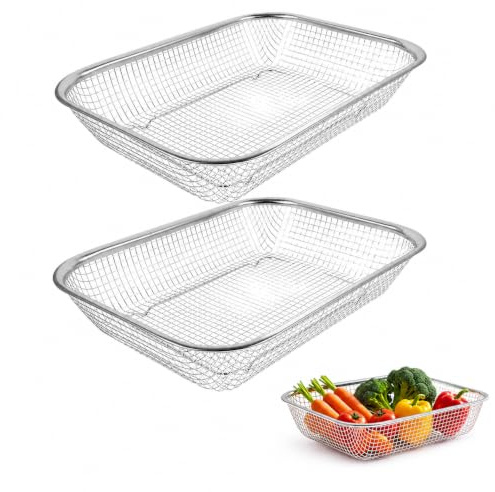 ibasenice 2 Pack Over Sink Colander Stainless Steel Sink Basket Strainer for Rinsing Fruits and Vegetables Mesh Drain Basket for Kitchen Prep 11.81 X 8.66 X 2.36 in