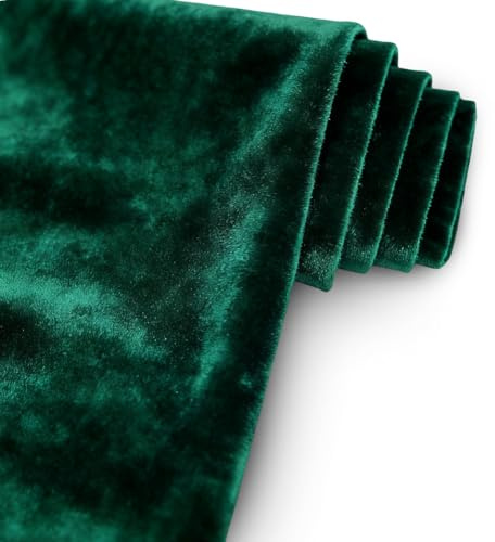 2m Pannesamt Stoff Brilliant Samt 160cm Breit, Samtstoff KEINE Meterware Glänzender Stretch Samt Dekostoff für Vorhänge Gardinen Tischdecke Bühne Kostüm Möbel,Velour Stoffe zum Nähen(Dunkelgrün)