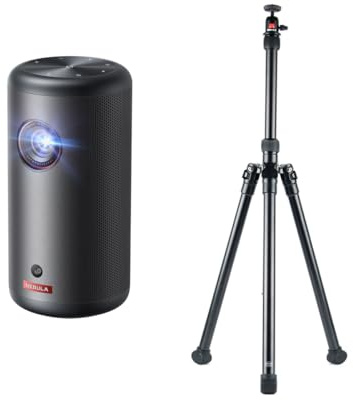 NEBLUA Capsule 3 Beamer mit Mars 2 Universalstativ, Smart Projektor, 1080p, WLAN, 200 ANSI-Lumen, Tragbarer Beamer, mit GTV, Netflix Vorinstalliert, Dolby Digital, 120-Zoll Bild,integrierter Akku, 2,5