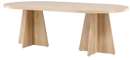 FURNLUX Bootcut Esstisch, Oval, 230x115x76 cm, Beige, MDF, 68 kg