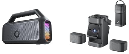 soundcore Nebula P1 Portable Projector and Boom 2 Bluetooth Speaker Bundle, 650 ANSI Lumens, 1080P Full HD, 80W Sound, 24H Playtime, IPX7 Waterproof