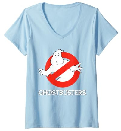 Damen Ghostbusters Classic 1984 Logo Schild Fan Retro 80er Jahre Geek Movie T-Shirt mit V-Ausschnitt