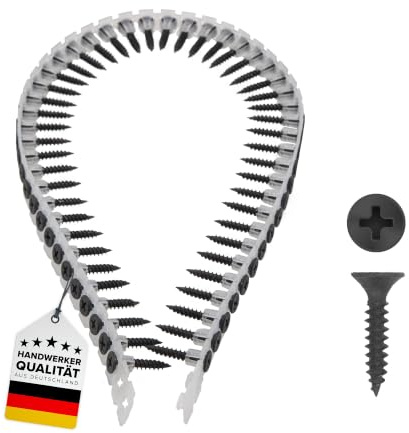 D-TACK 1000x Magazinierte Schrauben 3,9 x 25 mm | Schnellbauschrauben mit Feingewinde für Gipskarton auf Metallprofilen | Gegurtet, phosphatiert, PH2 Trompetenkopf | DIN 18182-2