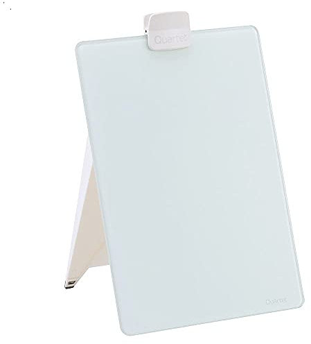 Quartet Chevalet de bureau en verre effaçable à sec: 9 in. x 11 in. (blanc)