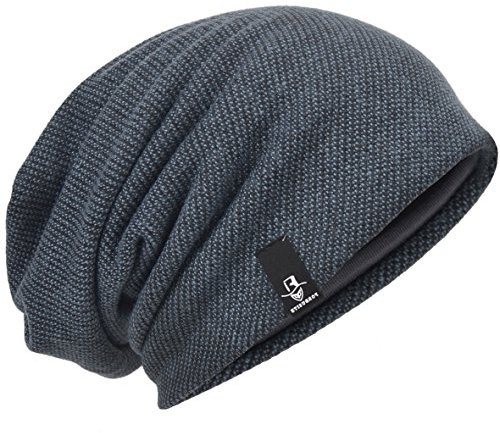 Übergroße Herren Strickmütze Baggy Slouchy Schädel-Kappe Mütze B011s (305-Grau)