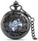 Avaner Taschenuhr für Damen Herren Analog Handaufzugwerk Skelett Muster Steampunk römische Ziffern Schwarz Avaner01P-001