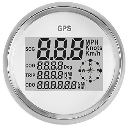Alamor 90 mm GPS Wasserdicht Tachometer Kilometerzähler Messgerät Digital Weiß für Auto LKW Motorrad