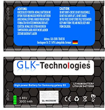 High Power Ersatzakku kompatibel mit Samsung Galaxy S5 EB-BG900BBC EB-BG900BBE | Original GLK-Technologies® Battery | accu | 3000 mAh Akku NEU