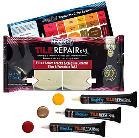 MagicEzy Tile Repairezy (Terracotta Kit) - Tile Chip Repair Filler for Natural Terracotta, Earthenware or Pottery - Fix Chips, Cracks, Holes Fast.