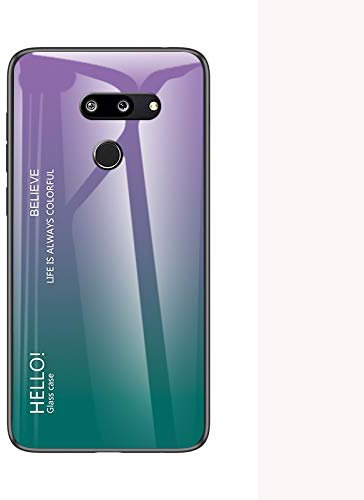 Coque de protection pour LG G8 ThinQ coque en verre trempé 9H couleur dégradée de verre Smartphone Housse en silicone souple anti-rayures