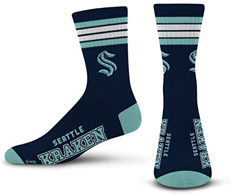 For Bare Feet NHL Seattle Kraken 4 Stripe Deuce Crew Socken, Größe M (38-46)