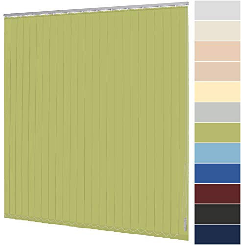 Lamellenvorhang nach Maß Vertikaljalousie 127 mm für Tür und Fenster viele Farben Maßanfertigung Jalousie Lamellen Rollo Wand- und Deckenmontage (Breite 160,1-180 cm x Höhe 240,1-250 cm, Grün)