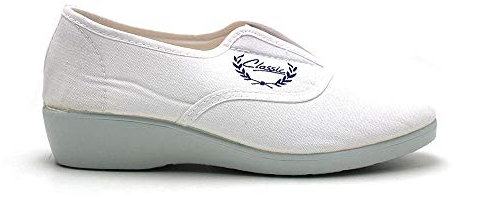 ALCALDE - Zapatilla Cerrada clásica de IR por casa, con cuña, Suela de Goma, sin Cordones, para: Mujer Color: Blanco Talla:40