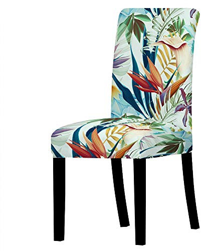 QHDXL Stuhlhussen 4er Set Bunte Blätter Stretch Universal Stuhlbezug Abnehmbarer Elastische Stuhlhusse Moderne Beschützer Elasthan Stuhl Hussen Bezug für Esszimmer Hotel Party Bankett