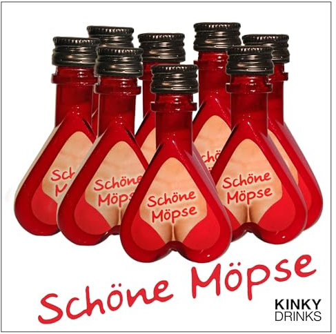 KRUGMANNS SCHÖNE MÖPSE Ananas-Kokos-Sahnelikör 8 x 20 ml - 160 ml -15% Vol. Herzförmiges Formfläschchen.